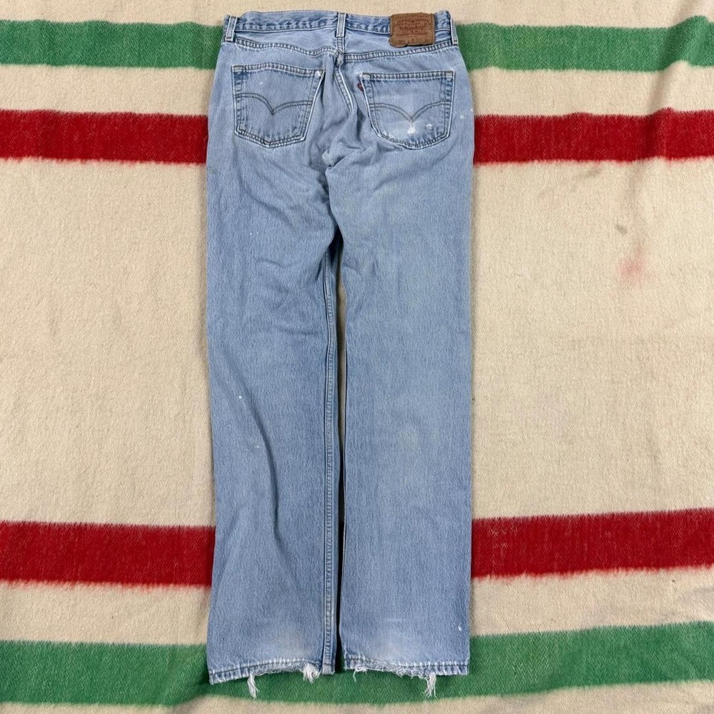 Vintage Levis 501 Thrashed Distressed Button Fly Jeans Blue 32x32.5